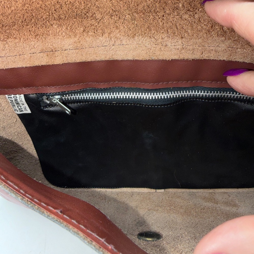 Vintage Red Leather Envelope Clutch Bag Wristlet Made in Dominican Republic - Picture 6 of 13